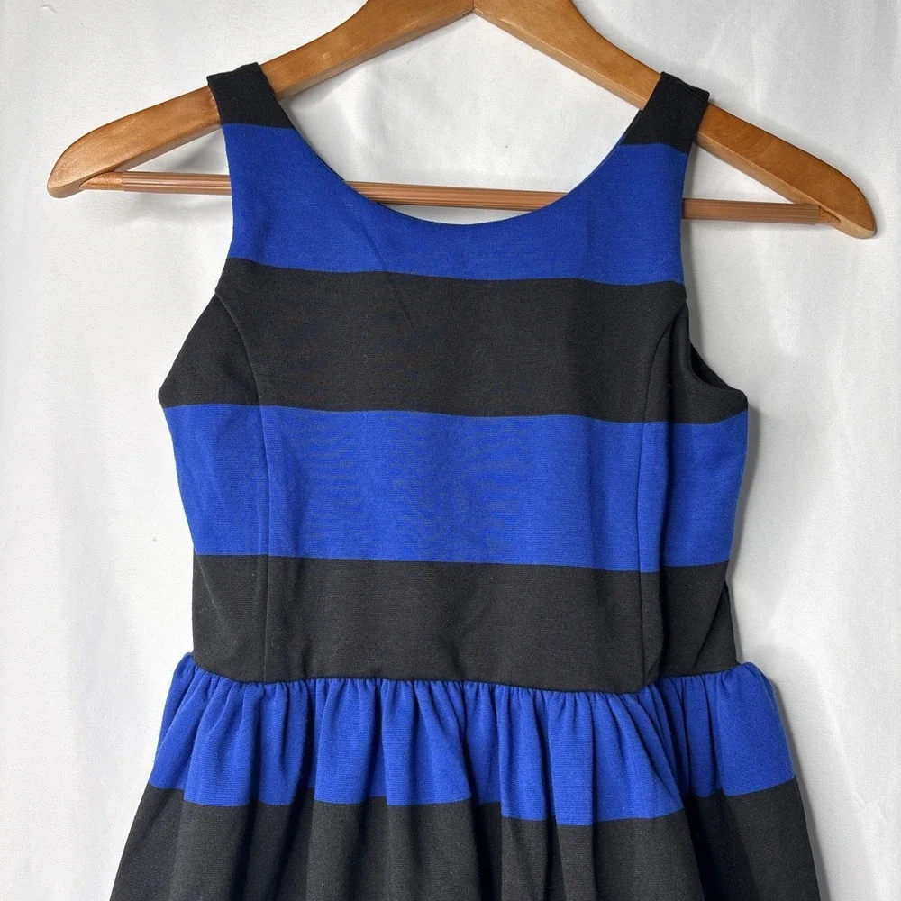 Polo Ralph Lauren Girls Sleeveless Black &‎  Blue Striped Dress Size M 8-10